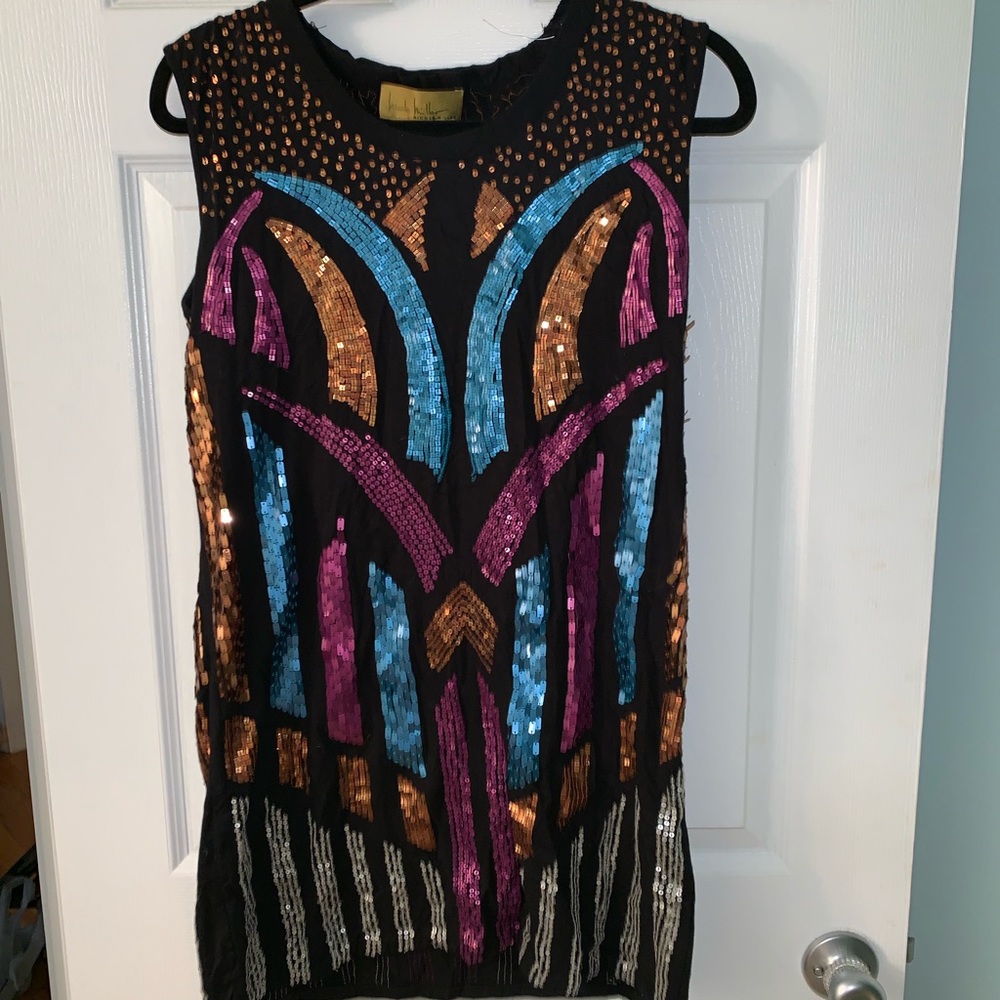 Nicole Miller Black Sequin Dress size L